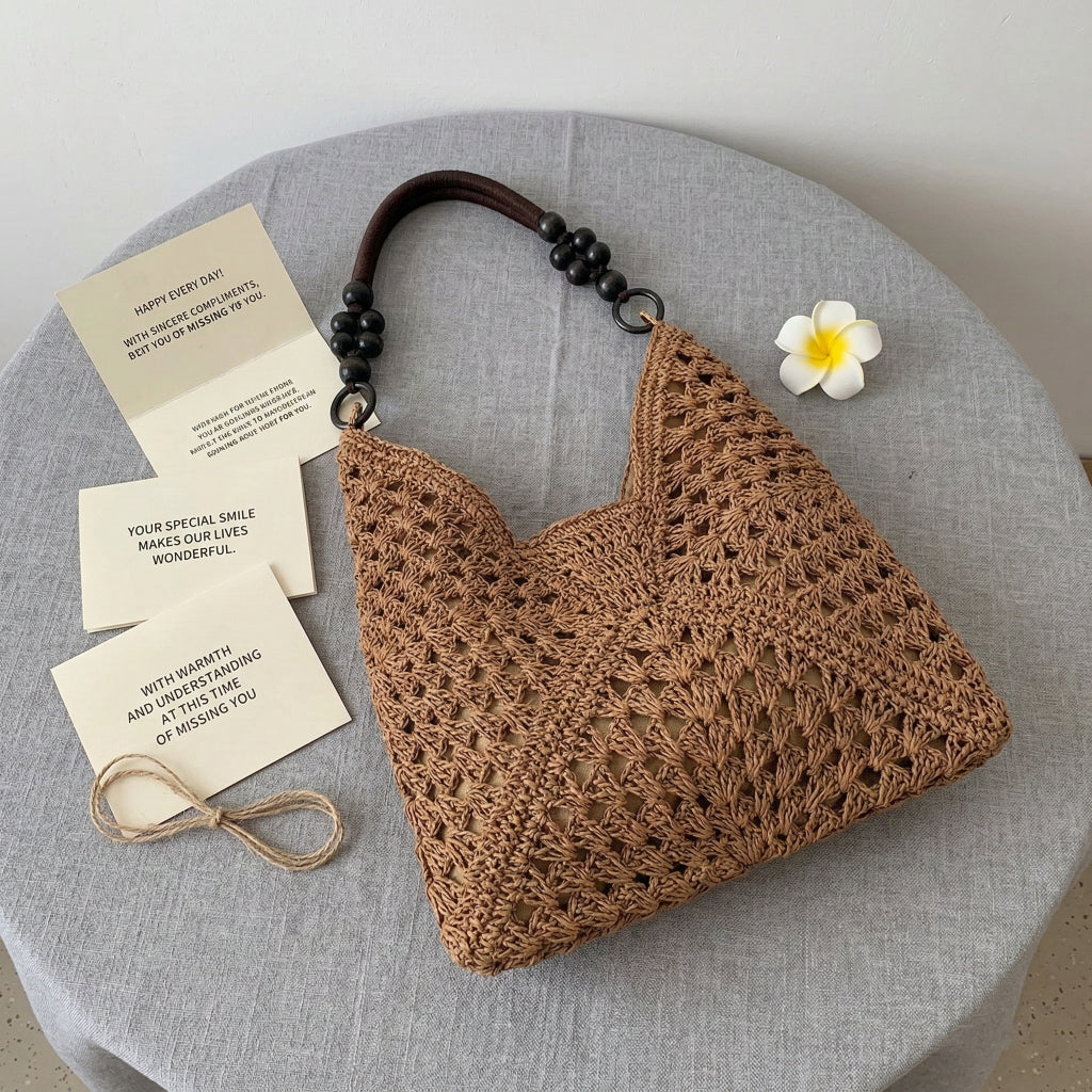 Large-Capacity Woven Straw Tote Bag