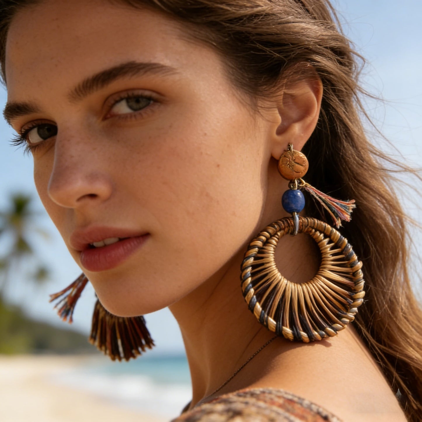 Artisan Hand-Woven Rattan Statement Earrings
