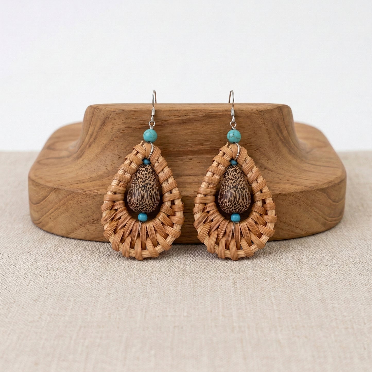 Bohemian Rattan Water Drop Statement Earrings